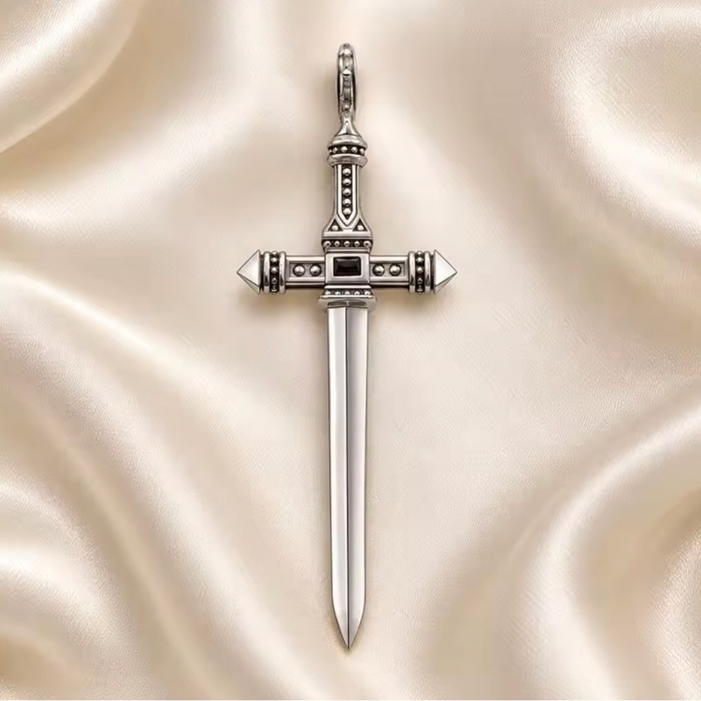 Sterling Silver Royal Sword Pendant Necklace